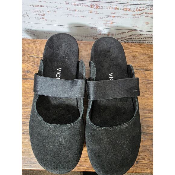 Vionic Laurel Shoes Women's size 9 Blk suede slip-on comfort mules EUC - Picture 1 of 8